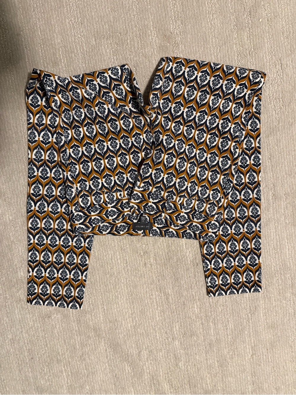 Womens Patterned Pull-On Bottoms in Mustard and Navy